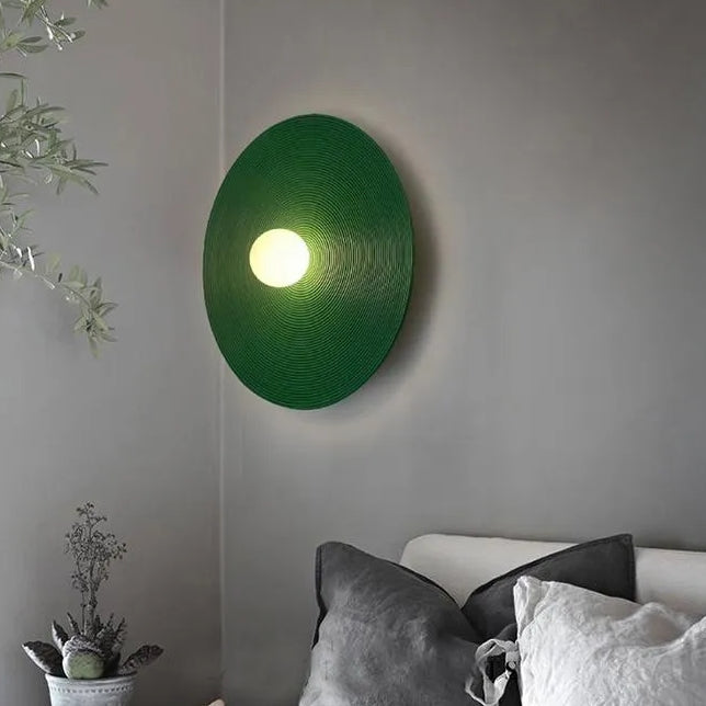 Aria Modern Round Indoor Wall Lamp Wood Bedroom Living Room - Neutral Decor