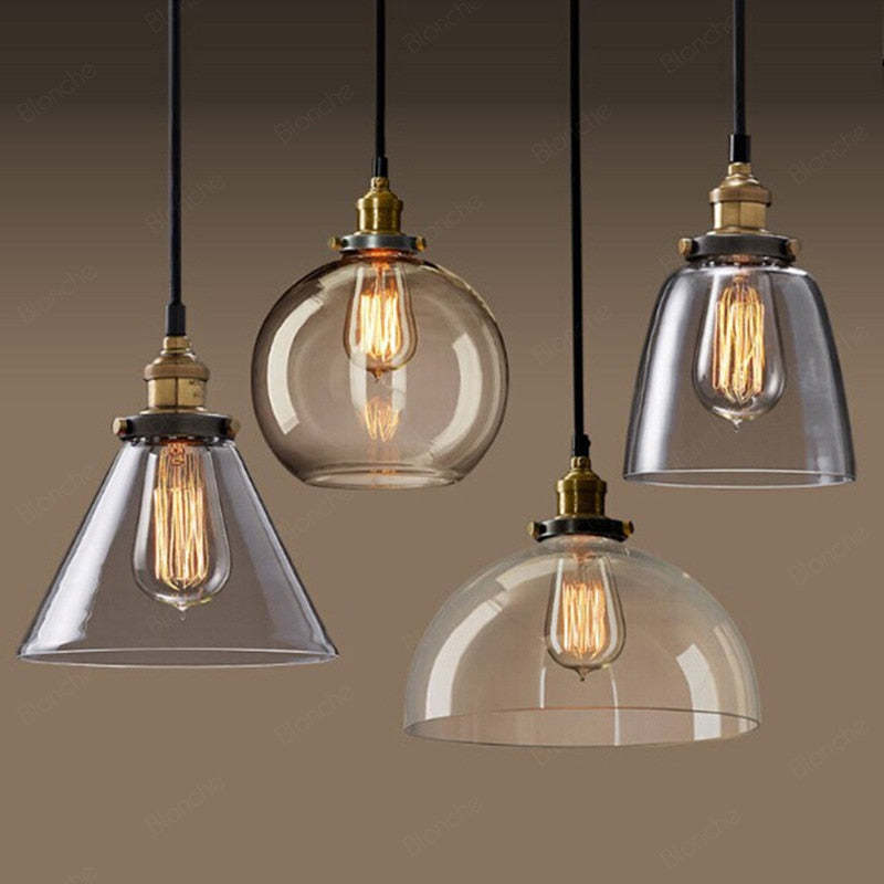 Arisha Industrial /Glass Pendant Light Dining Room - Neutral Decor
