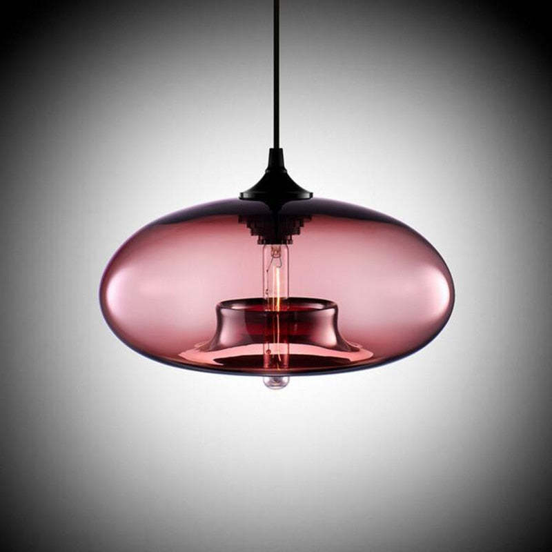Valentina Modern Bread Shaped Glass Pendant Light 6 Color Living Room - Neutral Decor