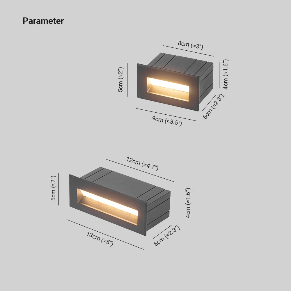 Ray Modern Metal Rectangular Outdoor Deck/Step Light, Black - Neutral Decor
