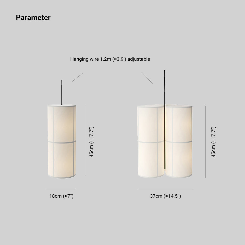 Ritta Cylinder Pendant Light, Lantern, Fabric, Japanese - Neutral Decor