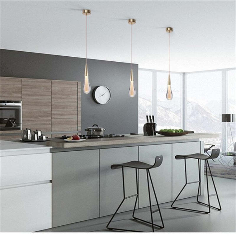 Kristy Modern Designer Teardrop Crystal Pendant Light - Neutral Decor
