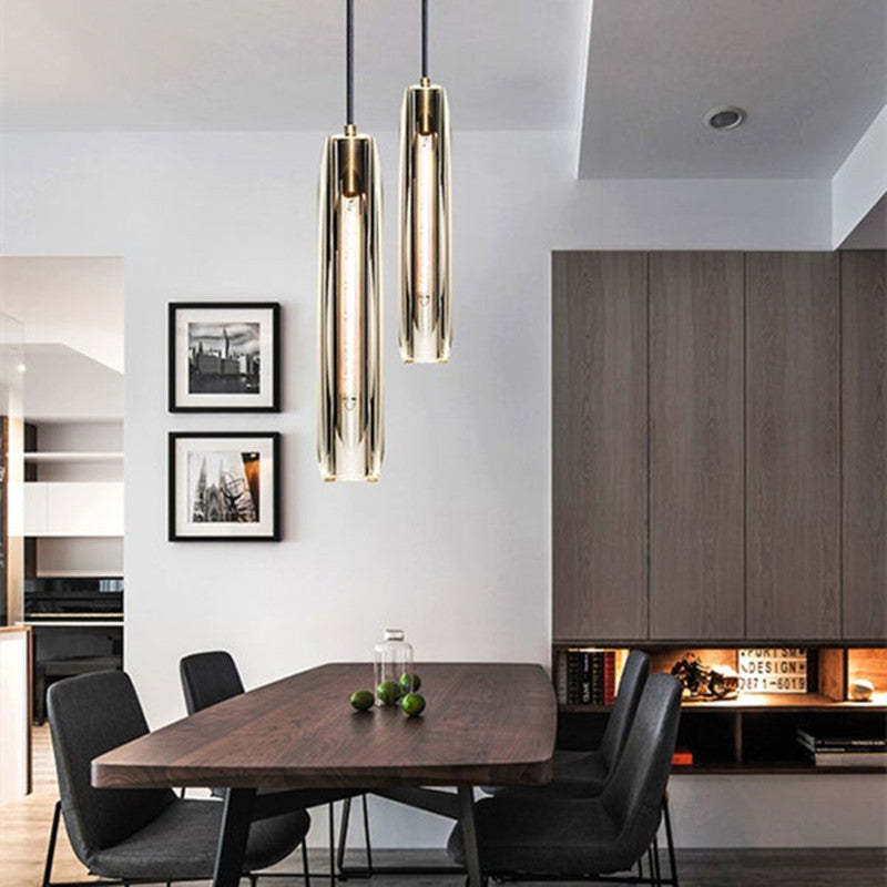 Arisha Brass Designer LED Glass Pendant Lamp - Neutral Decor
