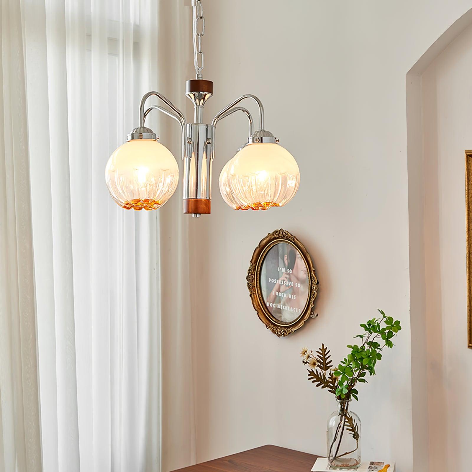 Ulliria Nordic Art Flower Walnut Glass Chandelier