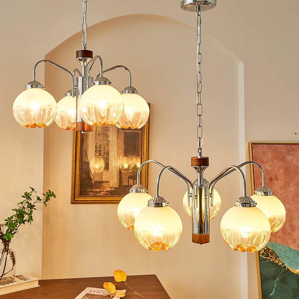 Ulliria Nordic Art Flower Walnut Glass Chandelier