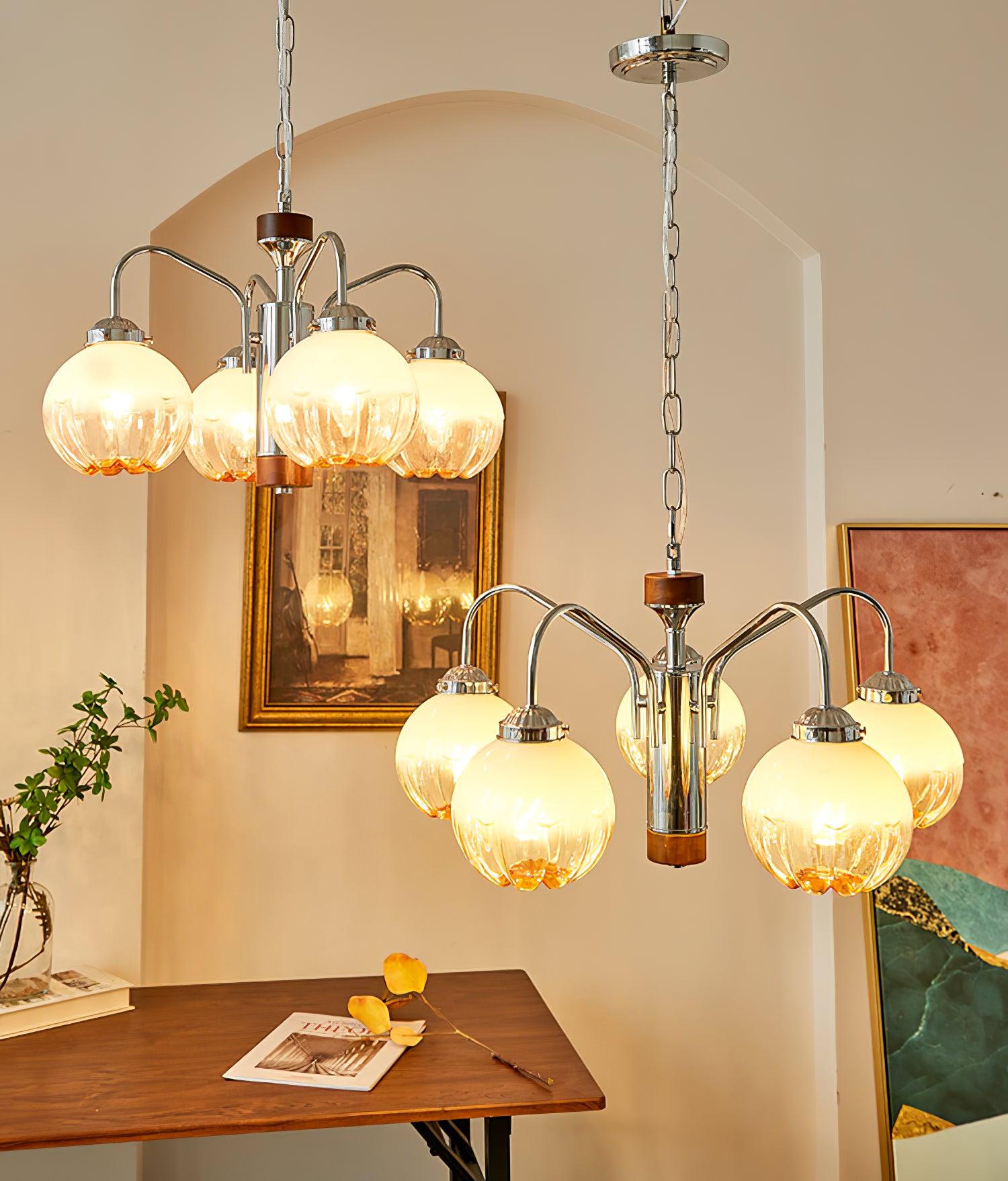 Ulliria Nordic Art Flower Walnut Glass Chandelier