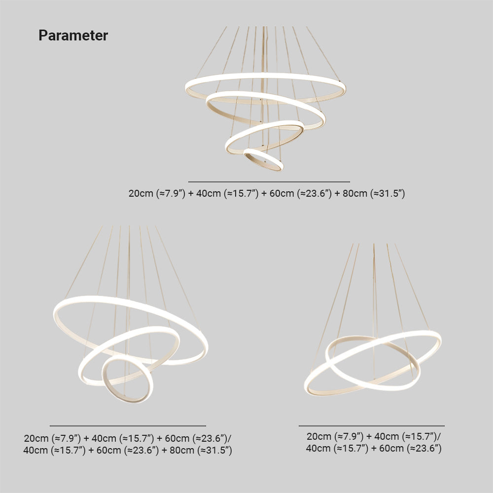 Arisha Modern Ring /Silicon Pendant Light, 2/3/4 Rings - Neutral Decor