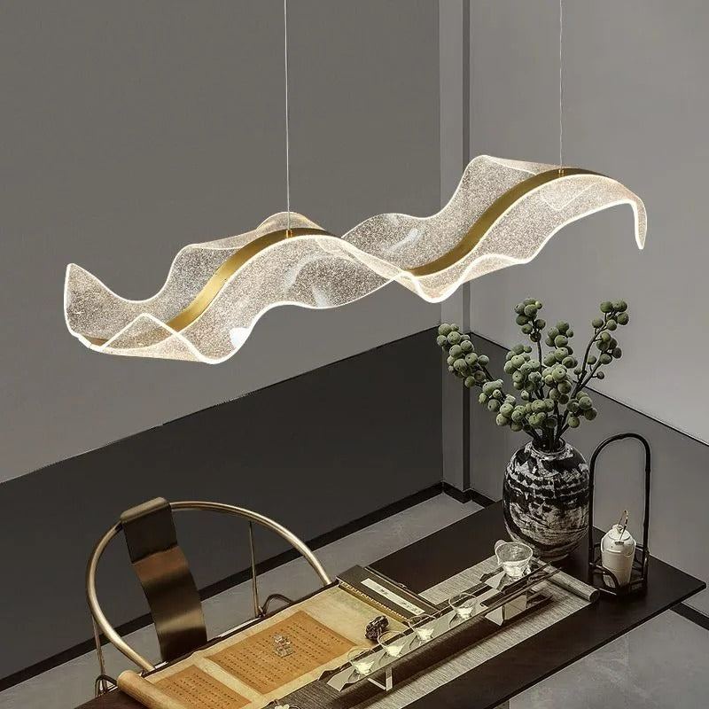 Kristy Pendant Light Designer Wave Acrylic Dining Room - Neutral Decor