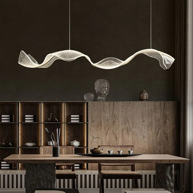 Kristy Pendant Light Designer Wave Acrylic Dining Room - Neutral Decor
