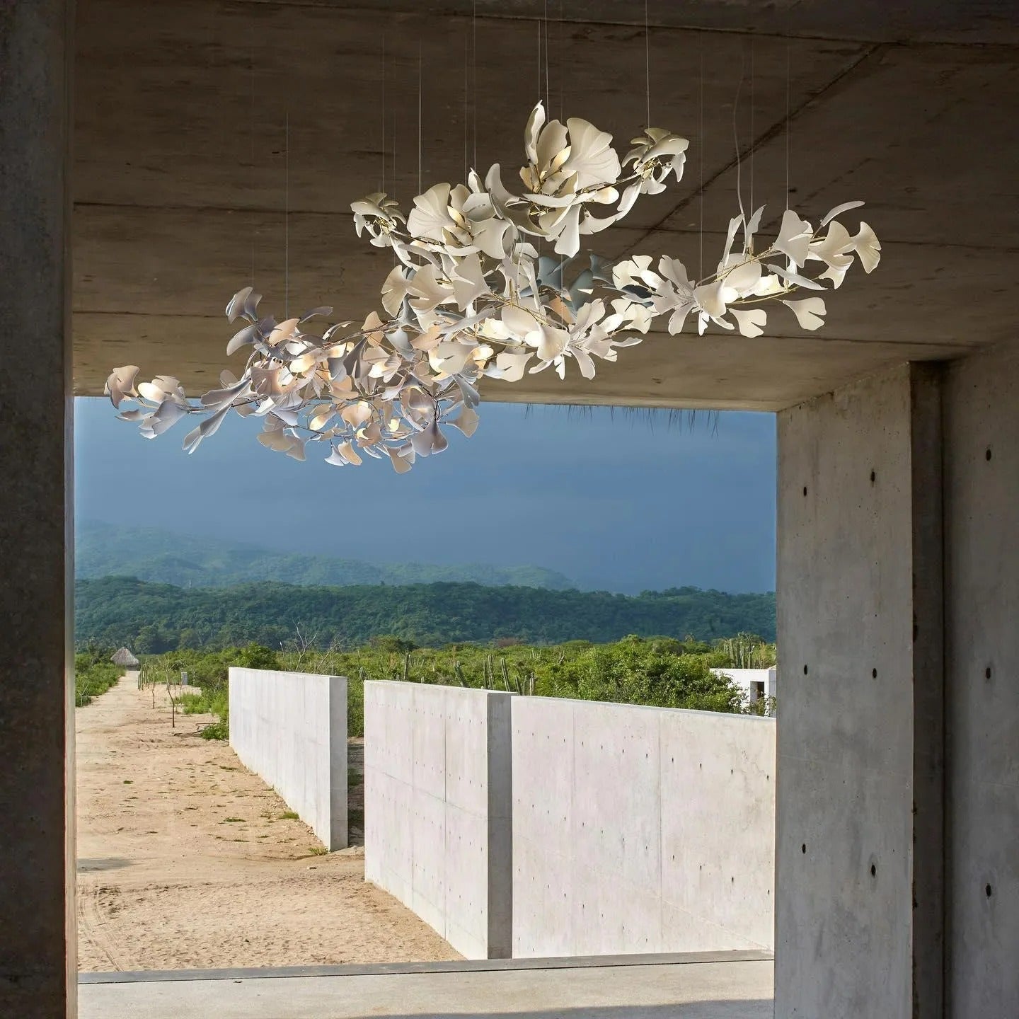 Olivia CeraFall Modern Art Deco Organic Chandelier Ceramics - Neutral Decor