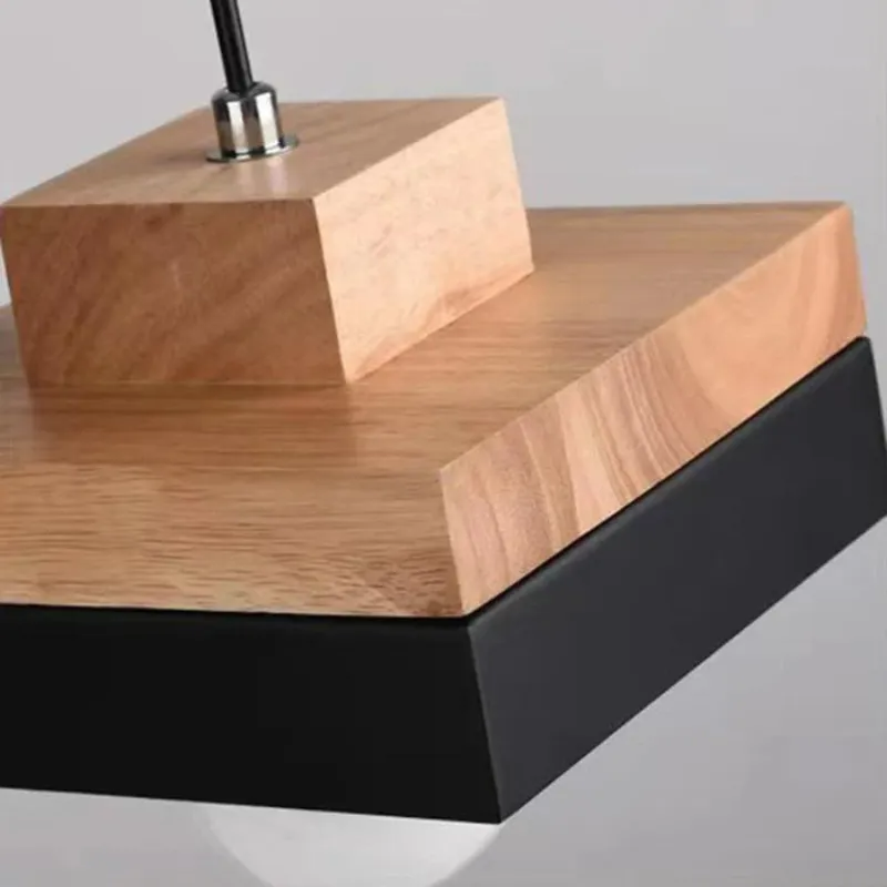Valentina Modern Square Round Pendant Light Wood Living Room - Neutral Decor