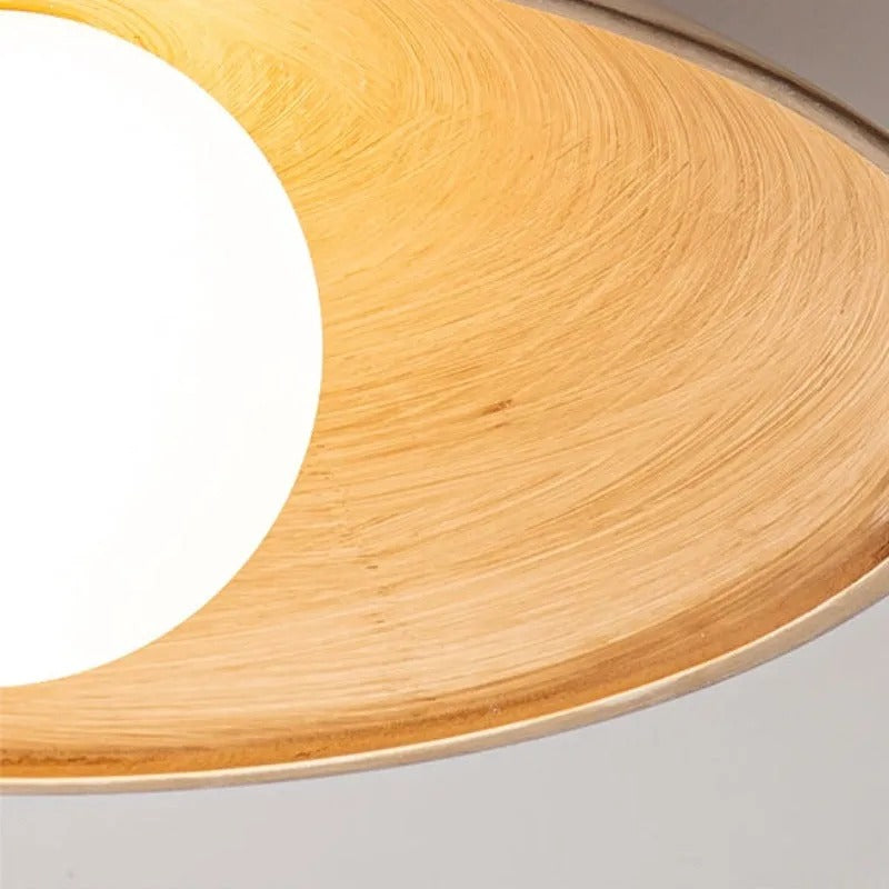 Muto Vintage Flush Mount Ceiling Light Wood Glass Bar Hotels - Neutral Decor