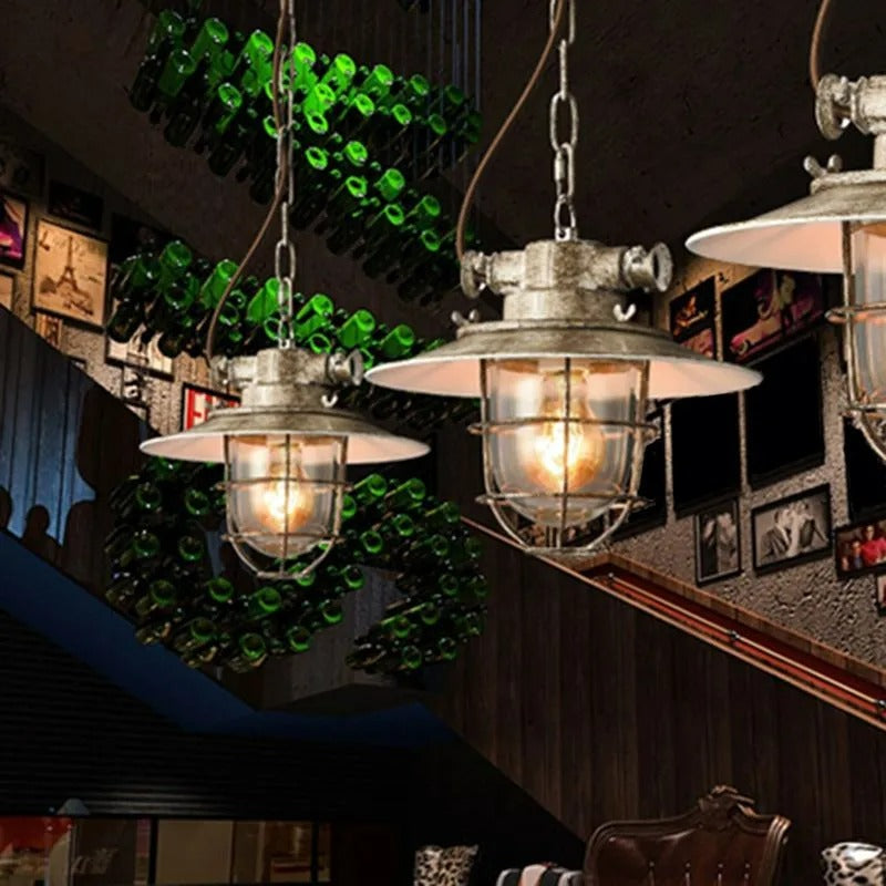 Epoch Industrial Glass Pendant Light Bedroom - Neutral Decor