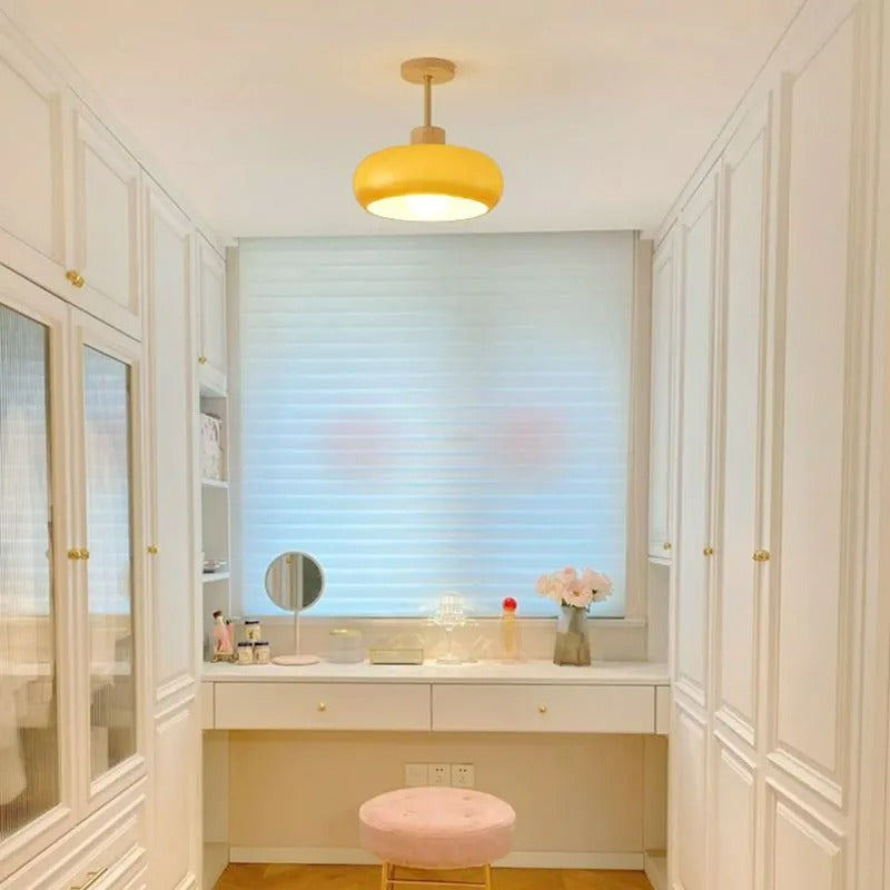 Valentina Flush Mount Ceiling Light Cup Minimalist Wood Glass - Neutral Decor