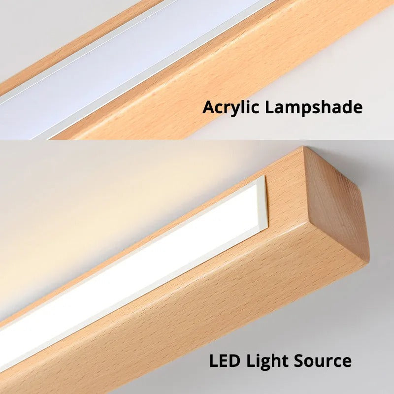 Arisha Linear Ceiling Light, Wood, 23.6"/39.4" - Neutral Decor