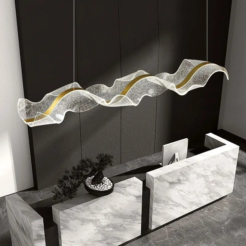 Kristy Pendant Light Designer Wave Acrylic Dining Room - Neutral Decor