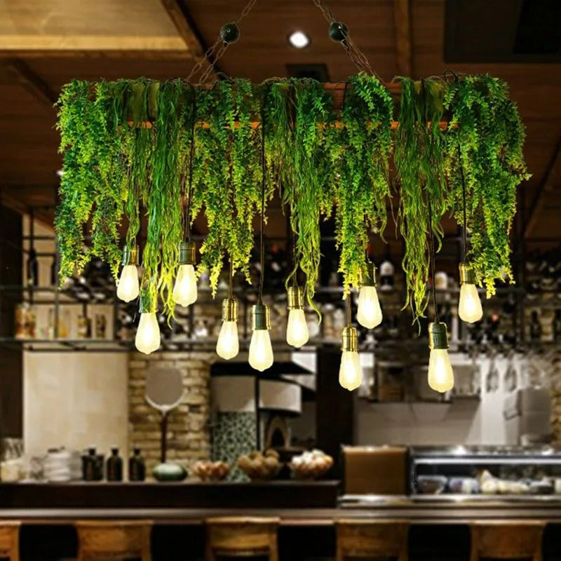 Ritta Natural Decorative Rectangular Plant Pendant Light - Neutral Decor