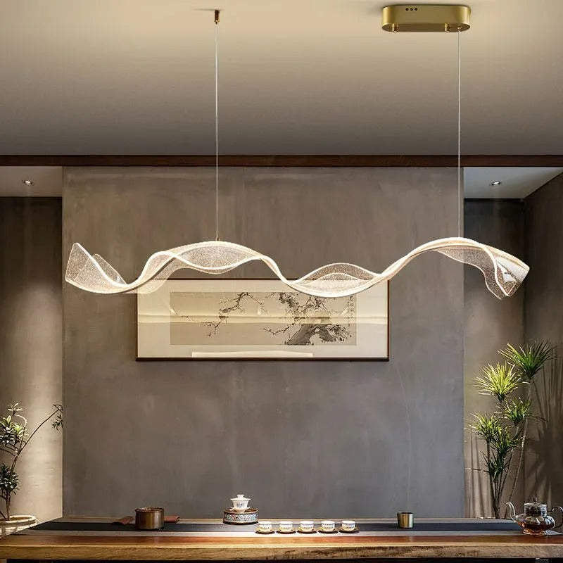 Kristy Pendant Light Designer Wave Acrylic Dining Room - Neutral Decor