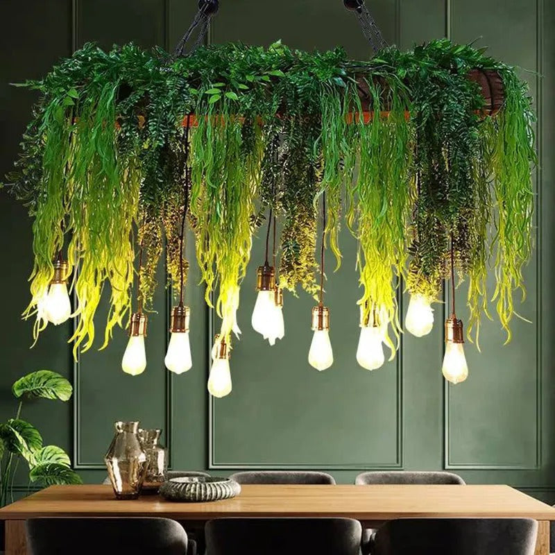 Ritta Natural Decorative Rectangular Plant Pendant Light - Neutral Decor