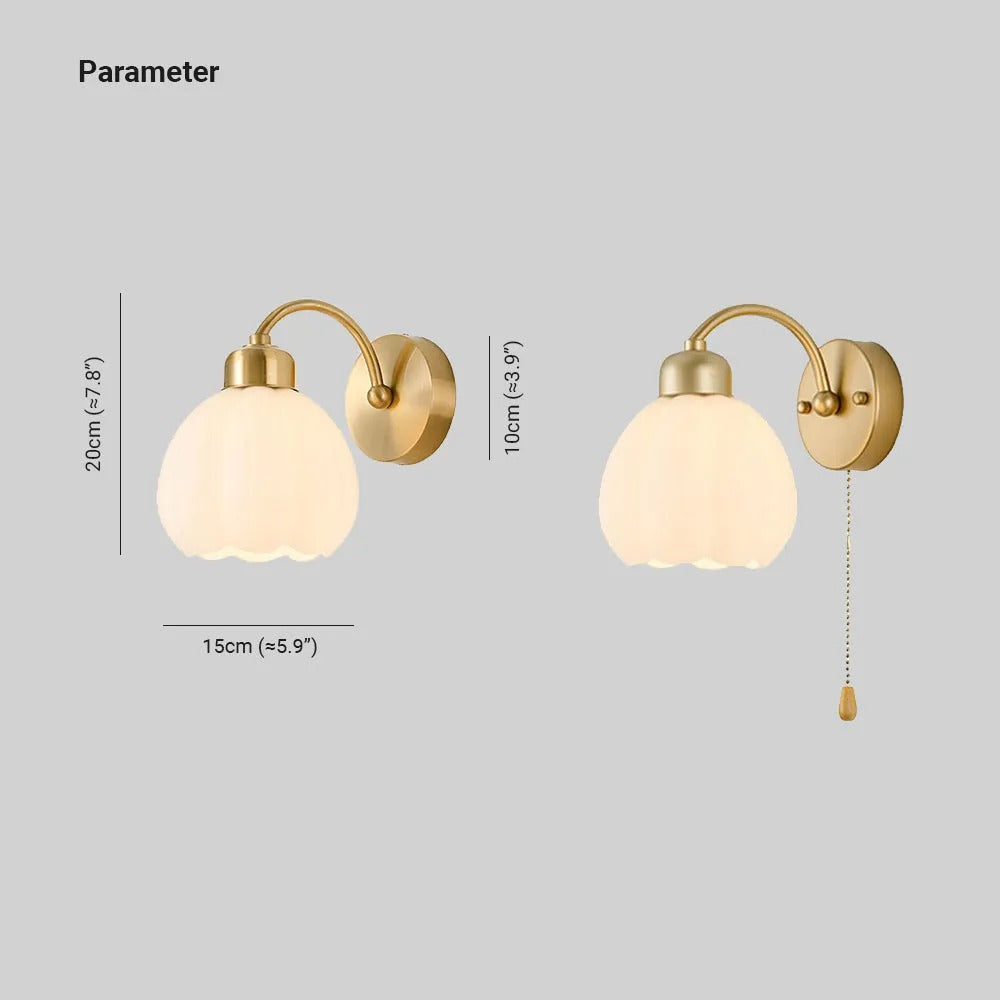 Arisha Nordic Flower Glass Wall Lamp Ivory Bedroom - Neutral Decor