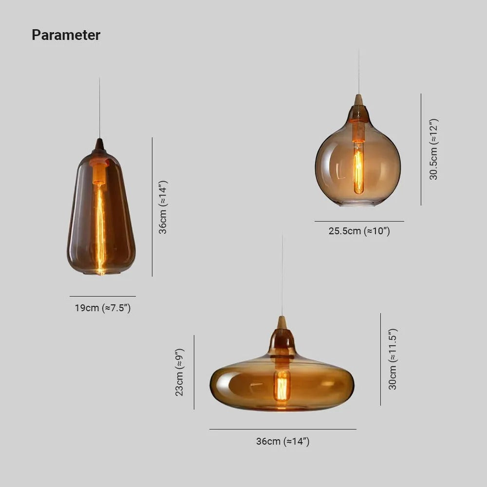 Valentina Modern Art Amber Pendant Light Glass Bedroom - Neutral Decor