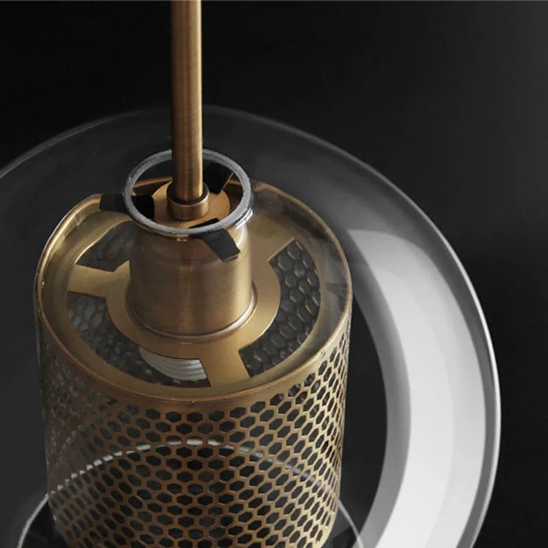 Arisha Golden Pendant Light, /Glass, Globe/Cylindric - Neutral Decor