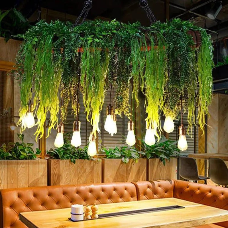 Ritta Natural Decorative Rectangular Plant Pendant Light - Neutral Decor