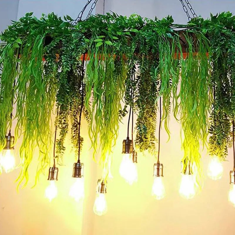 Ritta Natural Decorative Rectangular Plant Pendant Light - Neutral Decor