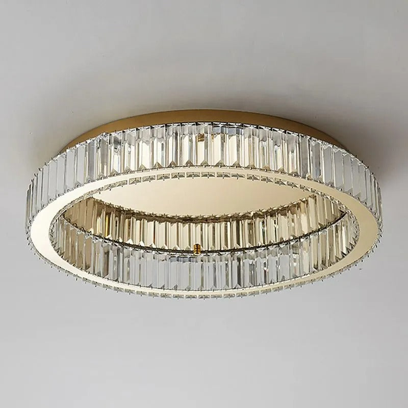 Kristy Modern Art Deco Circle Crystal Flush Mount Ceiling Light - Neutral Decor