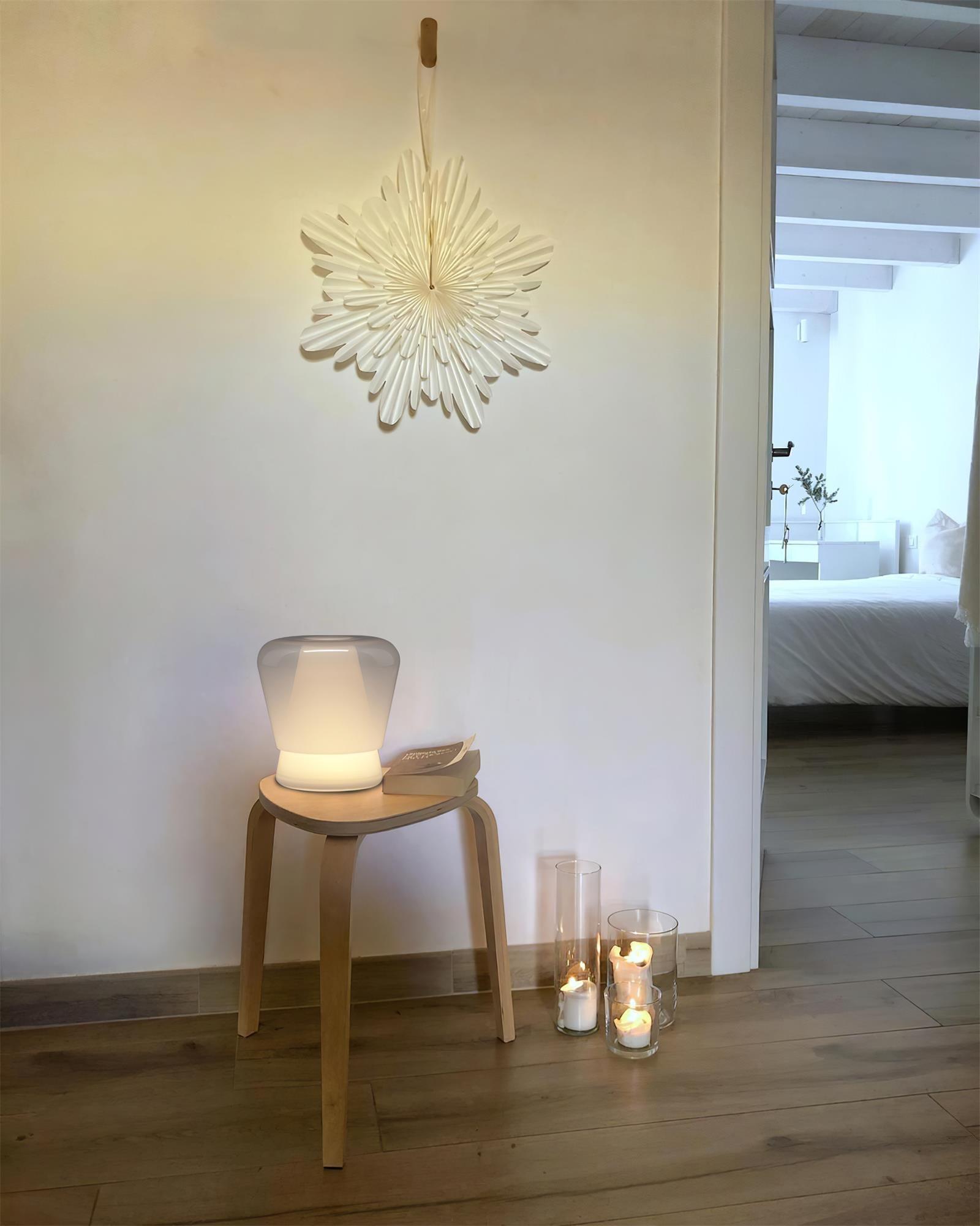 Aurnoril Smoky Glass Table Lamp