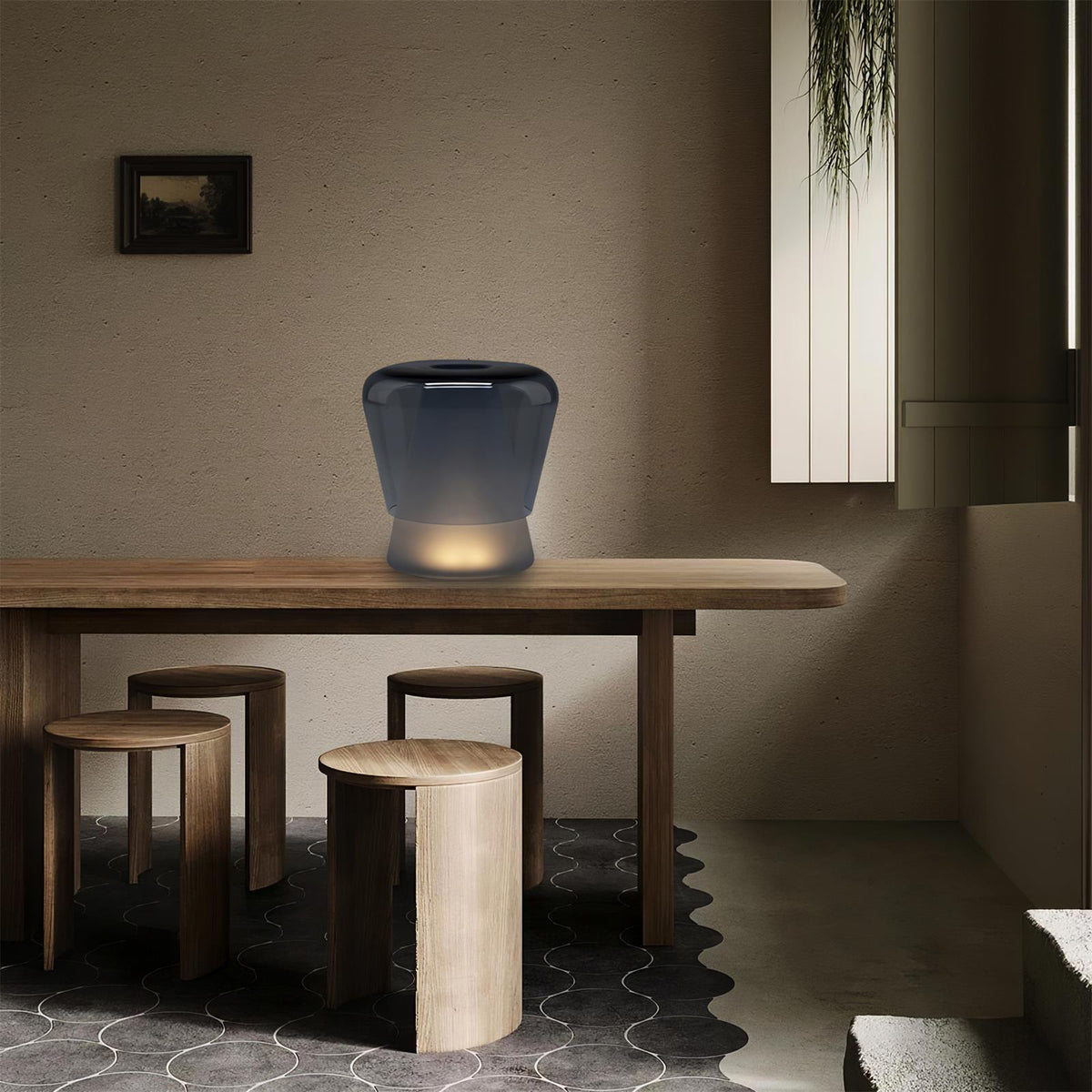 Aurnoril Smoky Glass Table Lamp