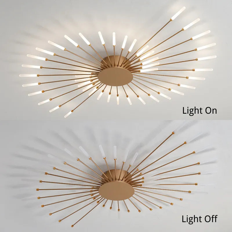 Wesley Flush-Mount Ceiling Light Fireworks, Black/Gold - Neutral Decor