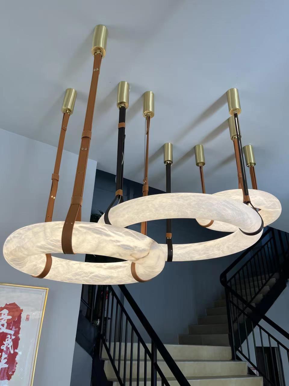 Tarys Alabaster Chandeliers  Ring Leather Strap Version B