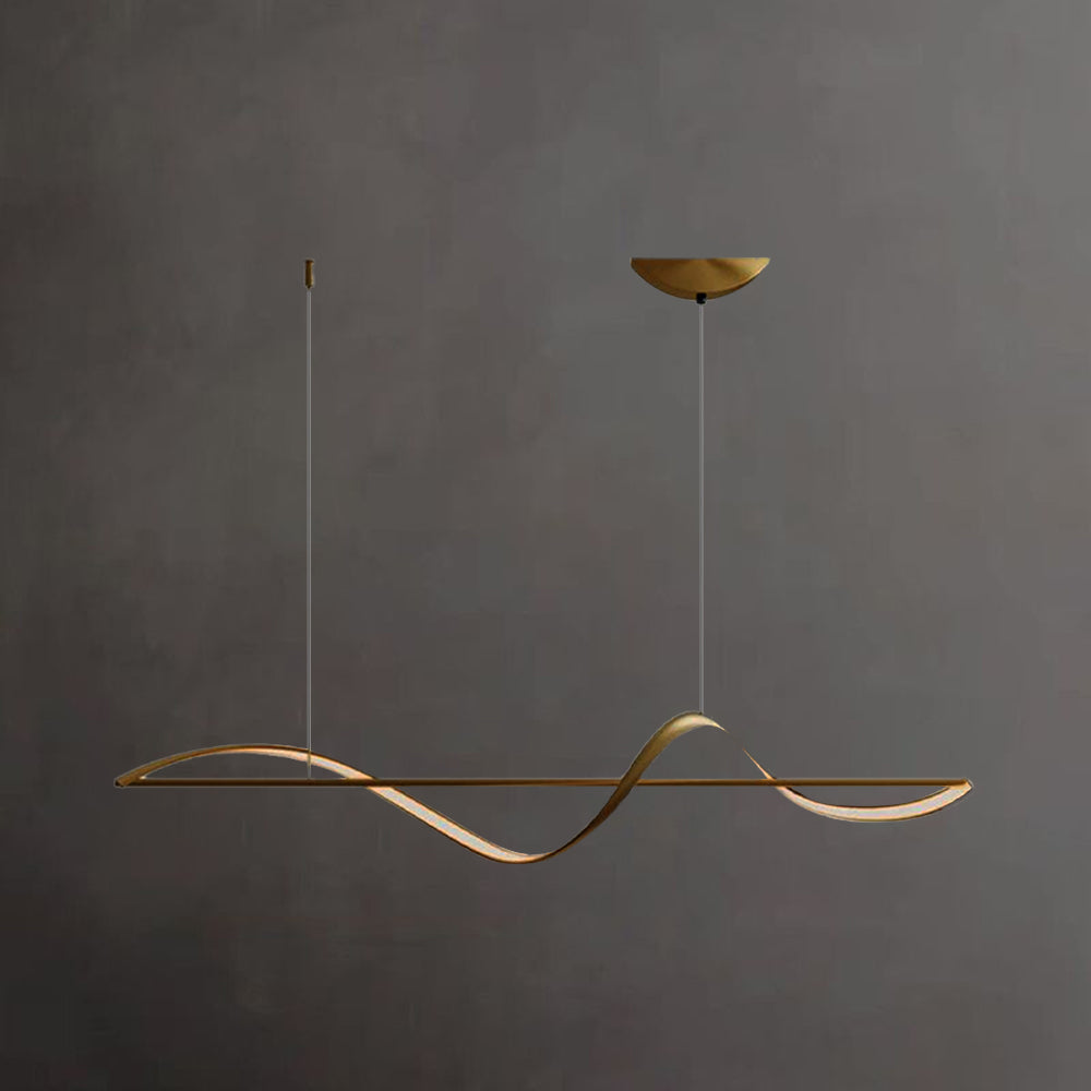 Arisha Pendant Light Wave Minimalist Designer Brass Art Gallery - Neutral Decor