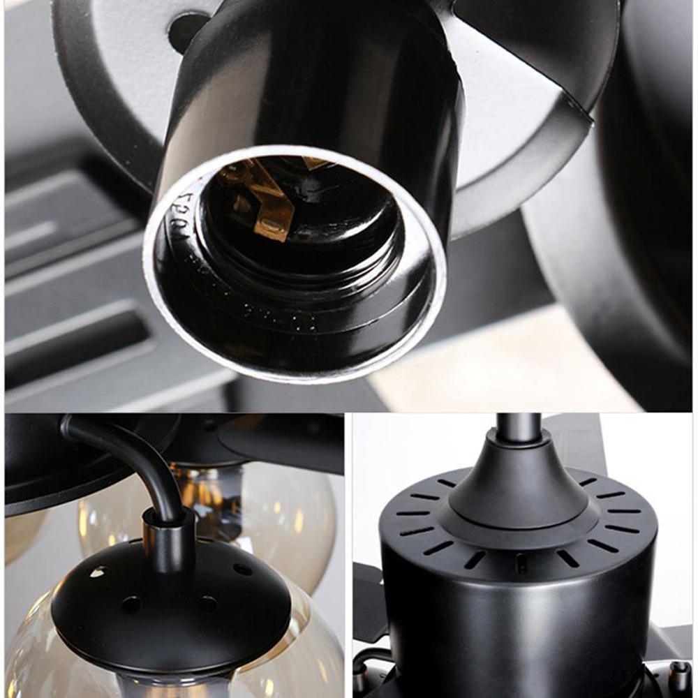 Zazoren Vintage Black Glass Ceiling Fan Light