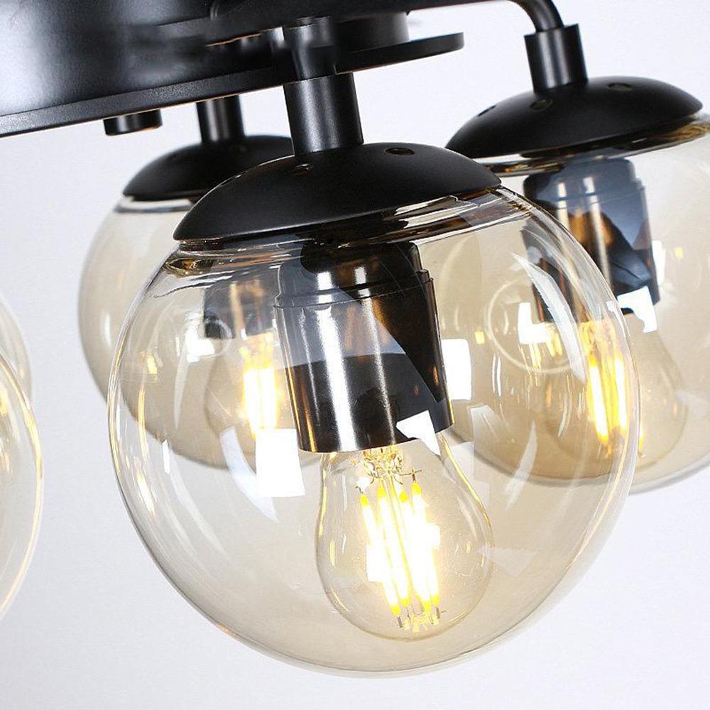 Zazoren Vintage Black Glass Ceiling Fan Light